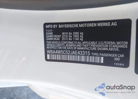 2018 BMW 430I xDrive from USA, damaged, VIN WBA4W5C52JAE43315